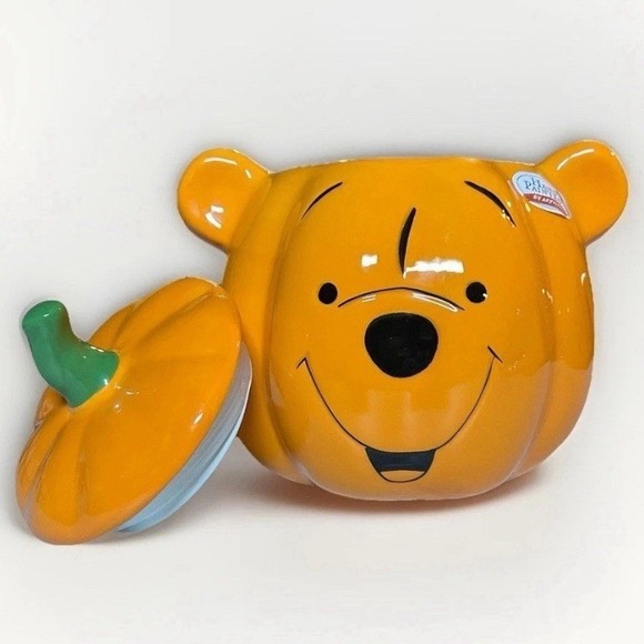 Disney Winnie The Pooh Halloween Jack O Lantern Pumpkin Cookie Jar Canister New - Picture 2 of 3